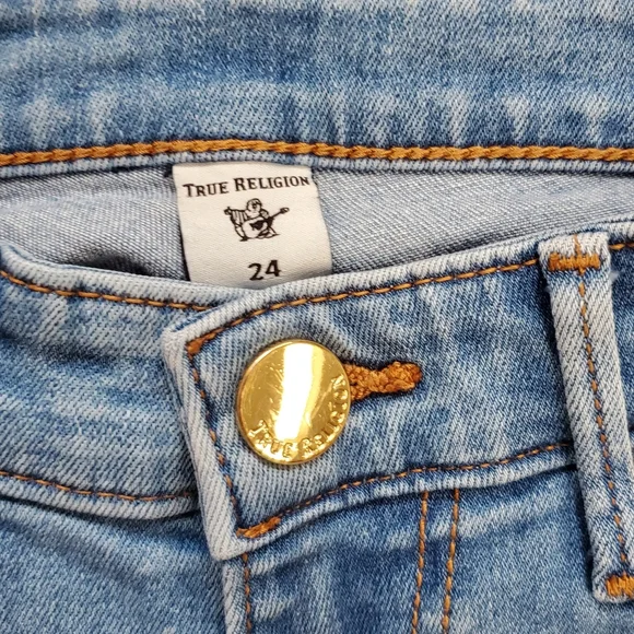 True Religion 24 Y2K Indie Sleeze Hippie Grunge Mid Rise Shadow Hem Skinny Jeans - Picture 5 of 13